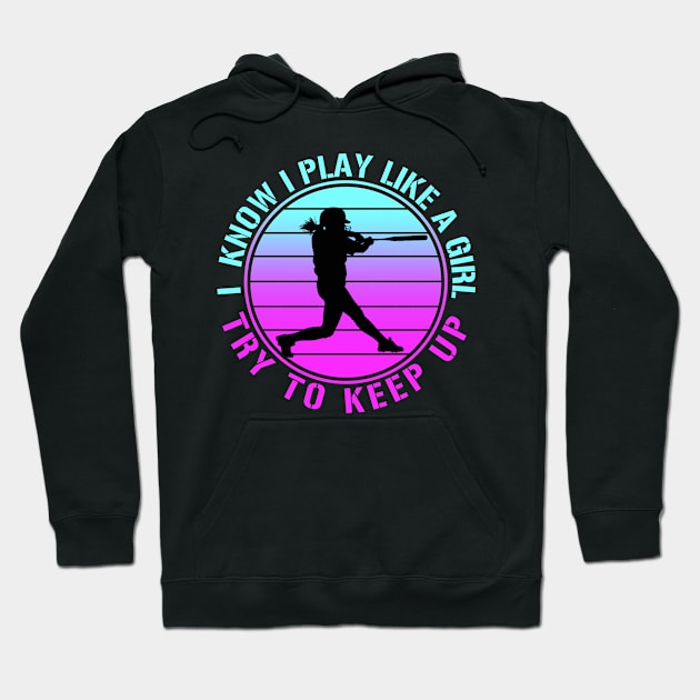 Vintage Softball Girl Hoodie by RichyTor